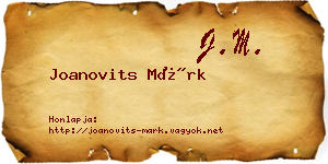 Joanovits Márk névjegykártya